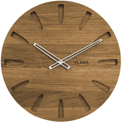 Dubové hodiny VLAHA VCT1021 vyrobené v Čechách se stříbrnými ručičkami