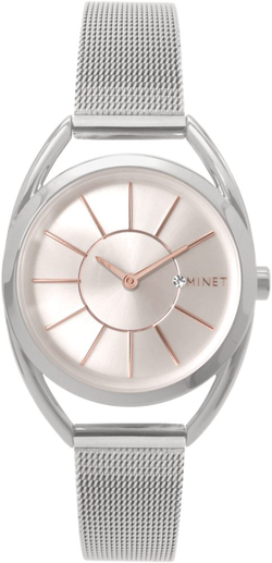 Stříbrné dámské hodinky MINET ICON SILVER ROSE MESH MWL5010