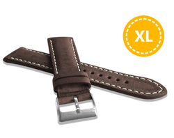 Prodloužený přírodně barevný tmavě hnědý řemínek LAVVU NATURE z luxusní kůže Top Grain - 24 XXL