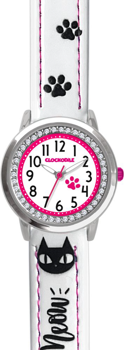 CLOCKODILE Bílé dívčí dětské hodinky KOČKY