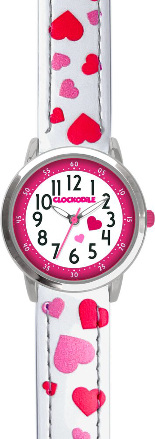CLOCKODILE Bílé dívčí dětské hodinky SRDÍČKA