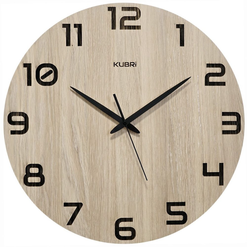 KUBRi HRC0095 - Velké dubové hodiny řízené signálem s tichým chodem