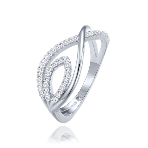 MINET Luxusní stříbrný prsten s bílými zirkony