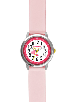 CLOCKODILE Růžové dívčí dětské hodinky se srdíčky a světle růžovým silikonovým řemínkem