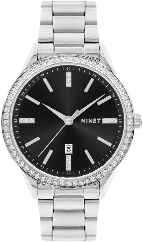 MINET Stříbrno-černé dámské hodinky Avenue MWL5316