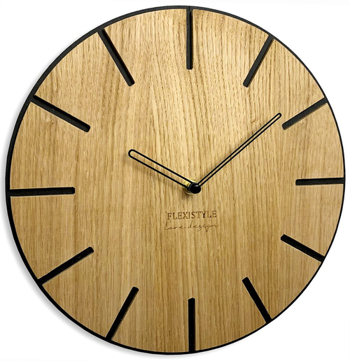 Flexistyle z216 - dubové nástěnné hodiny s průměrem 30 cm