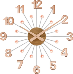 VLAHA VCT1086 - Dřevěné Rosegold hodiny s kameny DESIGN vyrobené v Čechách