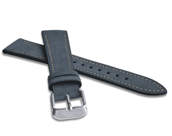 LAVVU LSACL18 Tmavě modrý prošitý kožený řemínek z jemného nubuku - 18