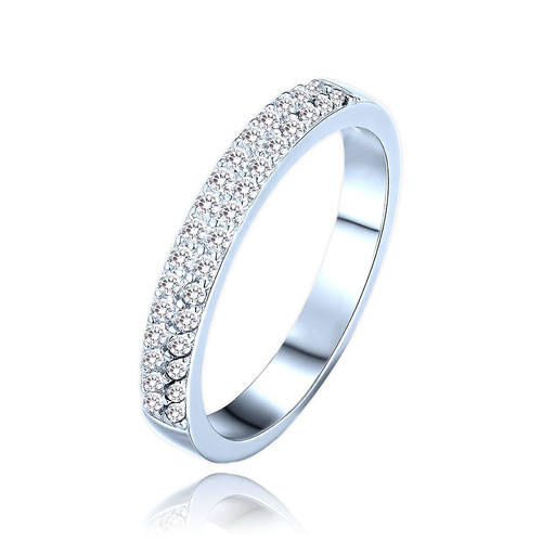 MINET Luxusní stříbrný prsten s bílými zirkony