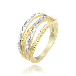 MINET Dvoubarevný broušený stříbrný prsten