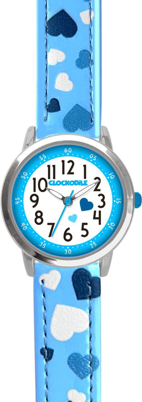 CLOCKODILE Modré dívčí dětské hodinky SRDÍČKA