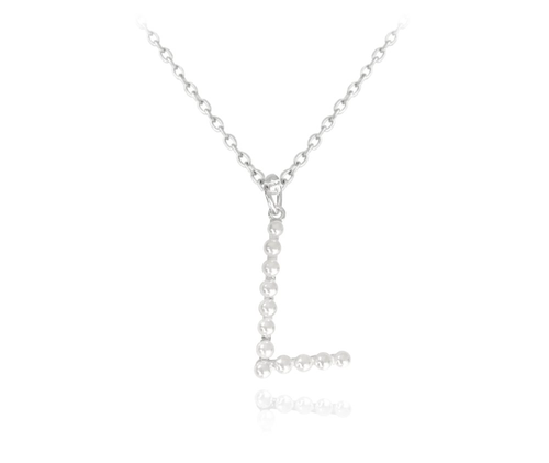 MINET Stříbrný náhrdelník písmeno "L" s perličkami