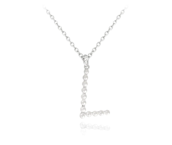 MINET Stříbrný náhrdelník písmeno "L" s perličkami