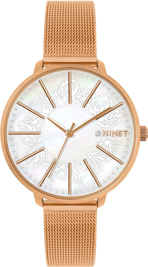 MINET Rose gold dámské hodinky PRAGUE MESH MWL5207