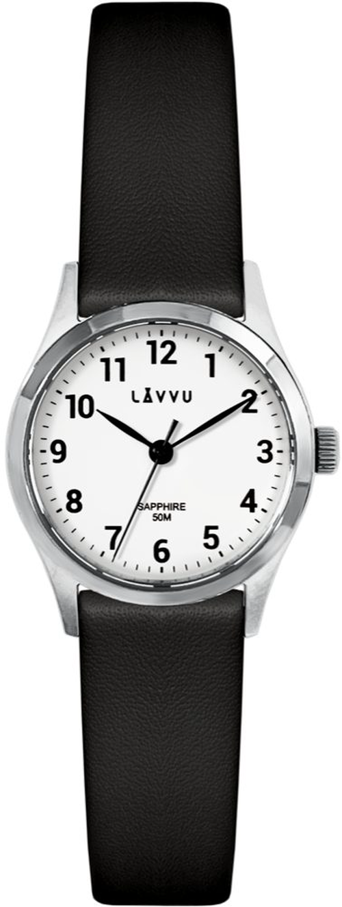 LAVVU Stříbrno-černé dámské hodinky SKIEN se safírovým sklíčkem