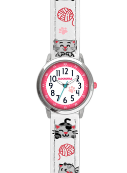 CLOCKODILE Bílé dívčí dětské hodinky KOČKY CWG5140