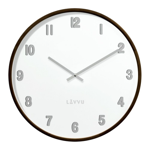 Tmavé dřevěné bílé hodiny LAVVU FADE LCT4061