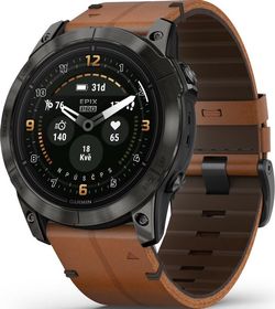 Garmin Epix™ Pro (Gen 2) Sapphire Edition Carbon Gray DLC Titanium / Chestnut Leather Band - 010-02804-30