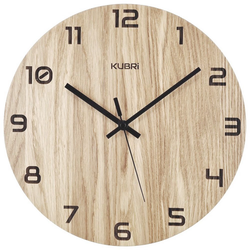 KUBRi HRC0029B - Dubové hodiny řízené signálem s tichým chodem