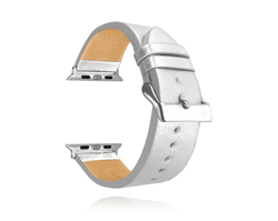 Stříbrný kožený řemínek MINET Top Grain pro APPLE WATCH 42-44 mm MSXAZS2