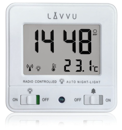 LAVVU LAR0040 - Digitální budík řízený rádiovým signálem NORDLYS bílý s automatickým osvětlením