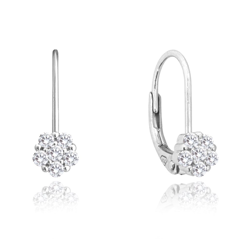 MINET Stříbrné náušnice KYTIČKY s bílými zirkony