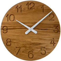 Dubové hodiny VLAHA VCT1131 vyrobené v Čechách se stříbrnými ručičkami