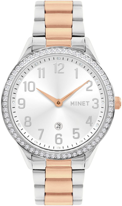 MINET Stříbrno-růžové dámské hodinky AVENUE s čísly MWL5303