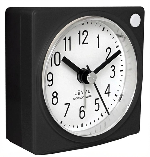 Lavvu LAR3021 - Černý rádiem řízený budík s funkcí STOP Second Hand - 3 ROKY ZÁRUKA!