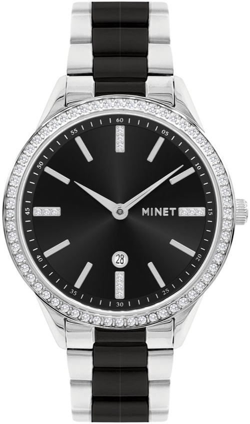 MINET Stříbrno-černé dámské hodinky AVENUE MWL5307