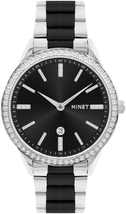 MINET Stříbrno-černé dámské hodinky AVENUE MWL5307
