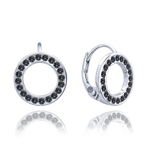 MINET Stříbrné náušnice KROUŽKY s černými zirkony
