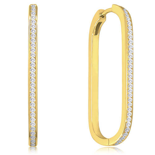 MINET Pozlacené stříbrné náušnice v italském stylu s bílými zirkony