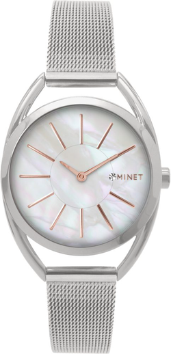 MINET Stříbrné dámské hodinky ICON PEARL MESH MWL5210