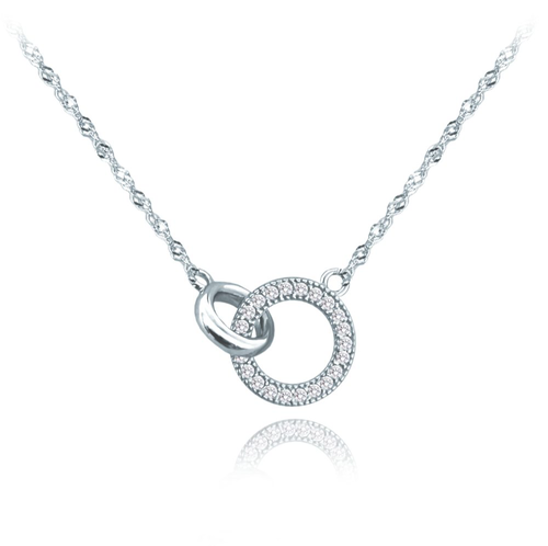 MINET Stříbrný náhrdelník KROUŽEK s bílými zirkony