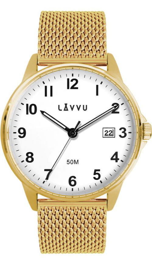 LAVVU Zlaté hodinky GÖTEBORG MESH LWM0117